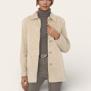 BERNARDO Suede Leather Button Front Western/Boho Jacket in Blonde Size Large